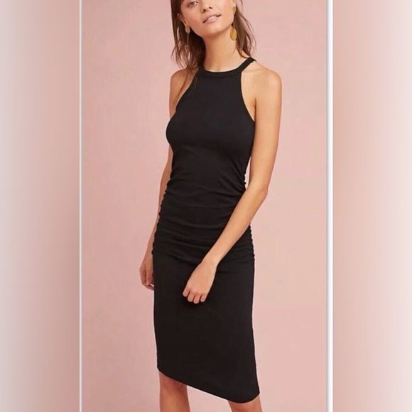 Michael Stars Dresses & Skirts - Michael Stars Black Halter Ruched Midi Dress